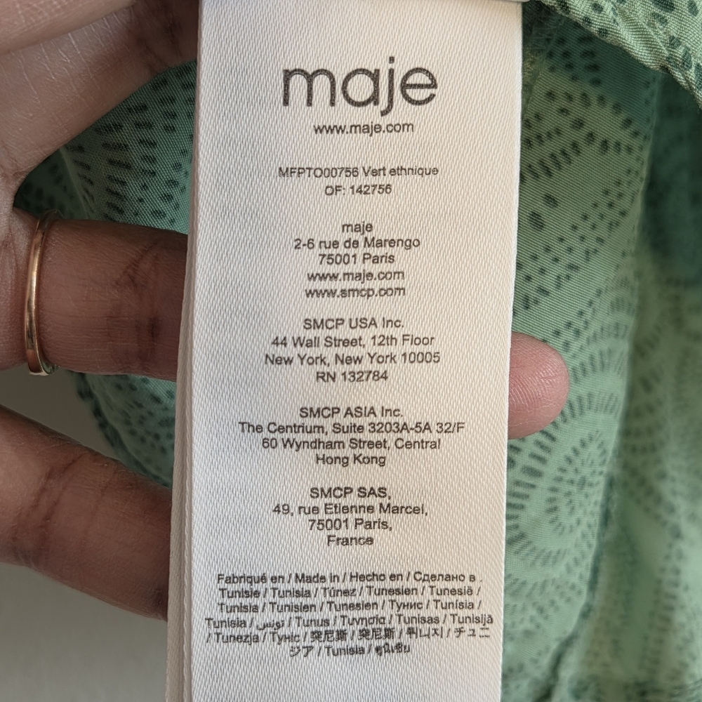 Maje Limaro Printed Flowy Top Sz 1/S Pullover Fluid Summer Casual Party Brunch - Picture 10 of 12